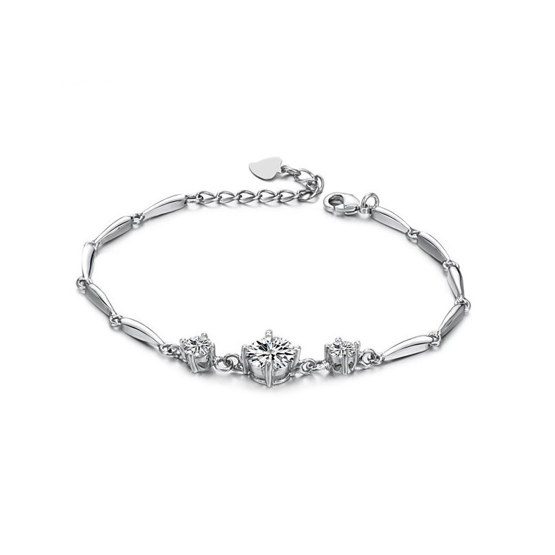 Stable Quality Female Platinum Plating Titanium Bracelet With Diamond
