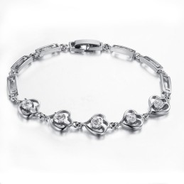 Quality And Quantity Assured Female Platinum Plating Titanium Bracelet With Diamond