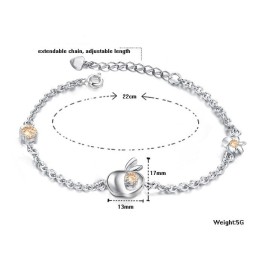 Wide Varieties Female Apple Shape Platinum Plating Titanium Bracelet With Diamond
