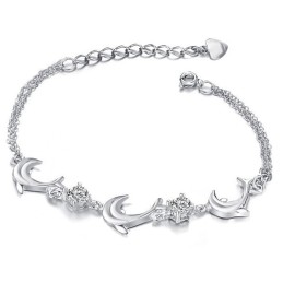 High Quality Female Dolphin Shape Platinum Plating Titanium Bracelet