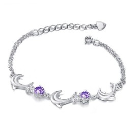 Quality And Quantity Assured Female Dolphin Shape Platinum Plating Titanium Bracelet With Crystal