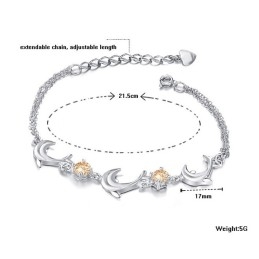 Quality And Quantity Assured Female Dolphin Shape Platinum Plating Titanium Bracelet With Crystal