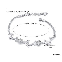 Quality And Quantity Assured Female Dolphin Shape Platinum Plating Titanium Bracelet With Crystal