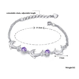 Quality And Quantity Assured Female Dolphin Shape Platinum Plating Titanium Bracelet With Crystal