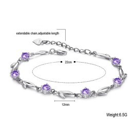 World-Wide Renown Female Purple Platinum Plating Titanium Bracelet With Diamond