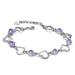 Reliable Quality Female Elegant Platinum Plating Titanium Bracelet With Purple Diamond