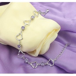 Reliable Quality Female Elegant Platinum Plating Titanium Bracelet With Purple Diamond