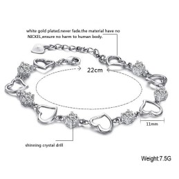 Reliable Quality Female Elegant Platinum Plating Titanium Bracelet With Purple Diamond