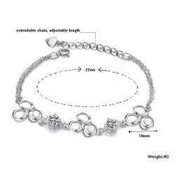 Superior Quality Female Platinum Plating Titanium Bracelet With Purple Crystal