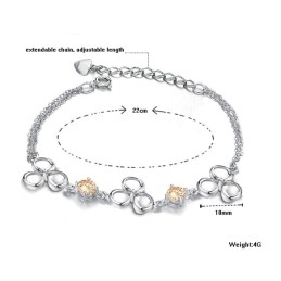 Superior Quality Female Platinum Plating Titanium Bracelet With Purple Crystal
