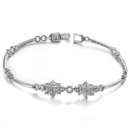 The Queen Of Quality Female Plum Flower Shape Platinum Plating Titanium Bracelet With Diamond