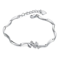 Reliable Quality Female Platinum Plating Titanium Bracelet With Rhinestone