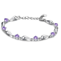 Durable In Use Female Purple Platinum Plating Titanium Bracelet With Diamond