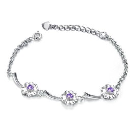 Dependable Performance Female Clover Shape Platinum Plating Titanium Bracelet With Diamond