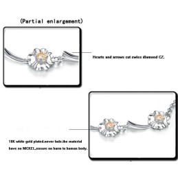 Dependable Performance Female Clover Shape Platinum Plating Titanium Bracelet With Diamond
