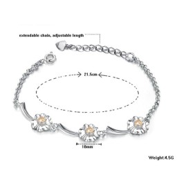 Dependable Performance Female Clover Shape Platinum Plating Titanium Bracelet With Diamond