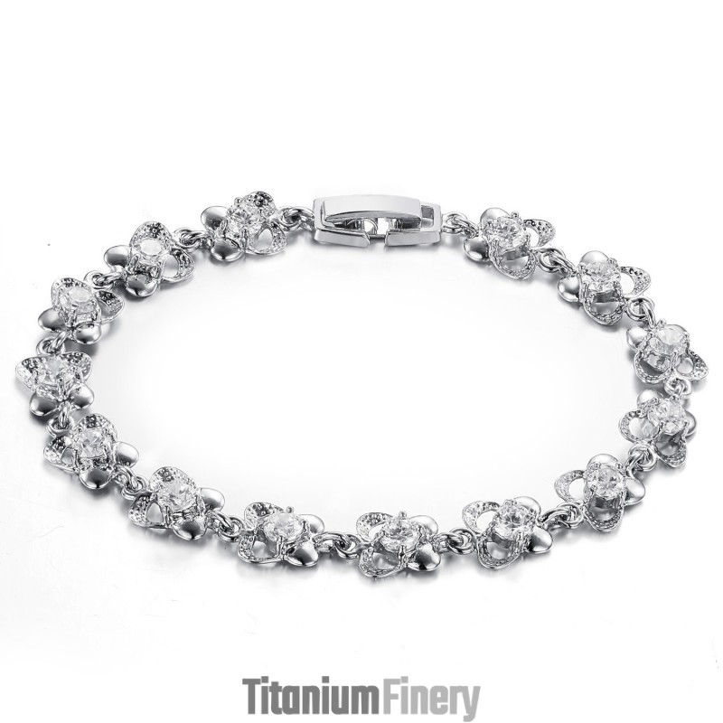 Wide Varieties Female Platinum Plating Titanium Bracelet