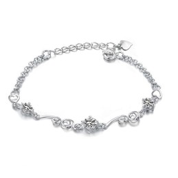 Quality And Quantity Assured Female Platinum Plating Titanium Bracelet With Rhinestone