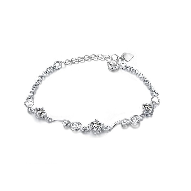 Quality And Quantity Assured Female Platinum Plating Titanium Bracelet With Rhinestone