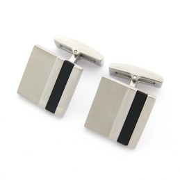 Titanium And Black Enamel Square Cufflinks