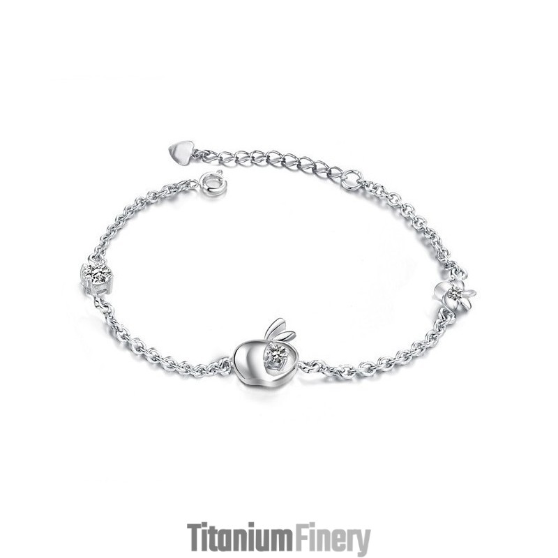 Reliable Reputation Female Hollow Platinum Plating Titanium Bracelet With Rhinestone