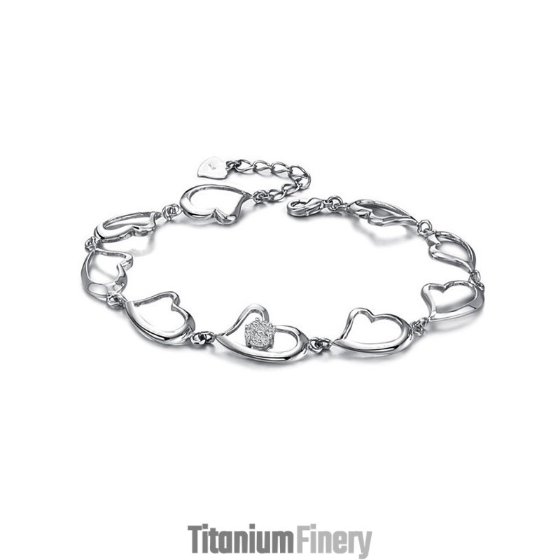 Quality And Quantity Assured Female Sweetheart Platinum Plating Titanium Bracelet With Diamond