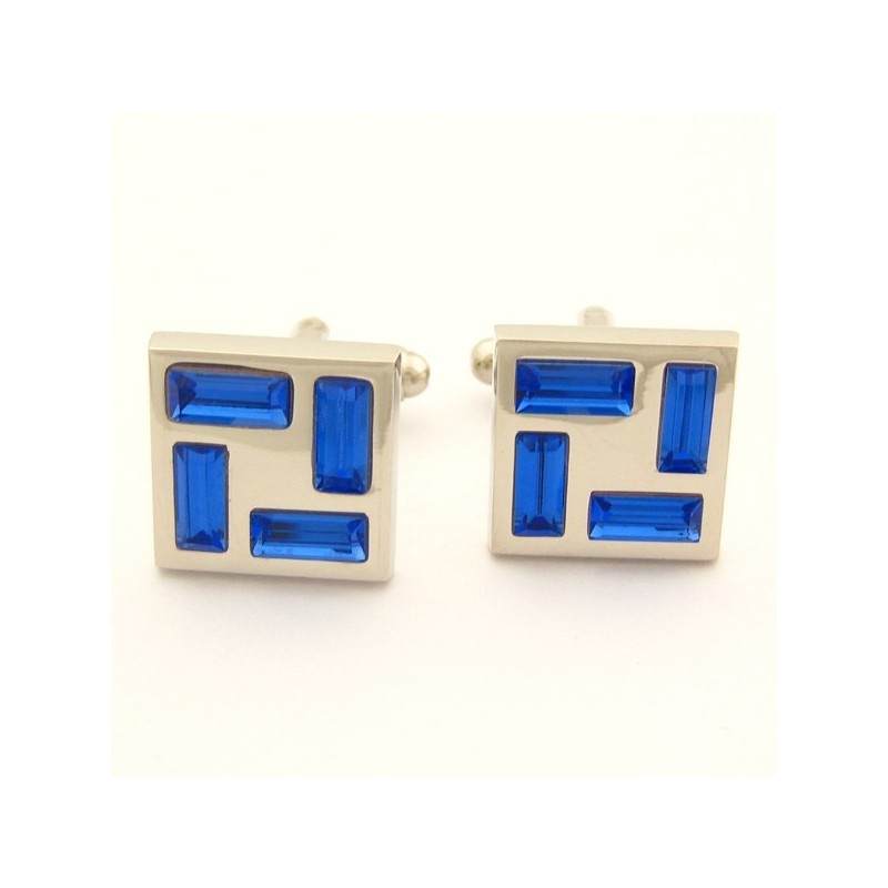 New Style Titanium Cufflinks With Blue Crystals New Style Titanium Cufflinks With Blue Crystals