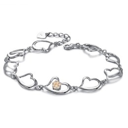 World-Wide Renown Female Sweetheart Platinum Plating Titanium Bracelet With Rhinestone