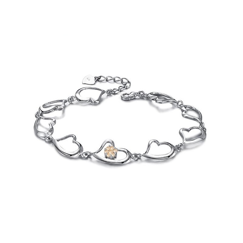 World-Wide Renown Female Sweetheart Platinum Plating Titanium Bracelet With Rhinestone