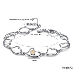 World-Wide Renown Female Sweetheart Platinum Plating Titanium Bracelet With Rhinestone
