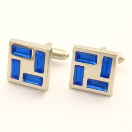 New Style Titanium Cufflinks With Blue Crystals