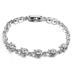 Quality And Quantity Assured Female Clover Shape Platinum Plating Titanium Bracelet