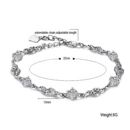 Superior Quality Female Hollow Platinum Plating Titanium Bracelet With Rhinestone