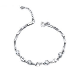The Queen Of Quality Female Platinum Plating Titanium Bracelet With Rhinestone