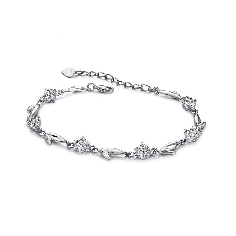 Well-Known For Its Fine Quality Female Leaf Shape Platinum Plating Titanium Bracelet With Rhinestone Well-Known For Its Fine Quality Female Leaf Shape Platinum Plating Titanium Bracelet With Rhinestone