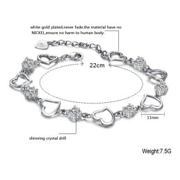 The Queen Of Quality Female Sweetheart Platinum Plating Titanium Bracelet With Diamond