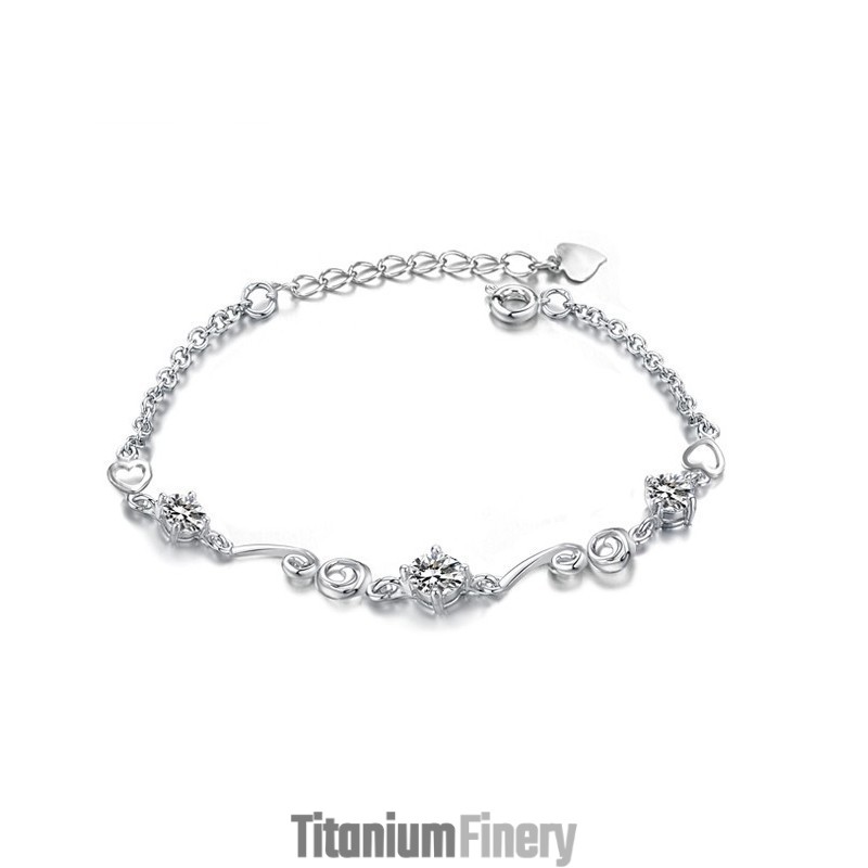 Stable Quality Female Platinum Plating Titanium Bracelet With Rhinestone Stable Quality Female Platinum Plating Titanium Bracelet With Rhinestone