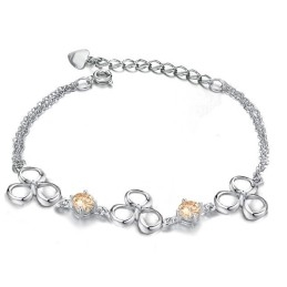 Quality And Quantity Assured Female Platinum Plating Titanium Bracelet With Diamond