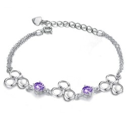 Quality And Quantity Assured Female Platinum Plating Titanium Bracelet With Diamond