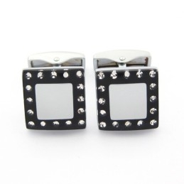 Titanium And Black Ip Plated Cufflinks With Diamonds