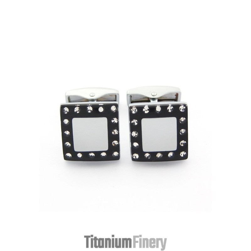 Titanium And Black Ip Plated Cufflinks With Diamonds Titanium And Black Ip Plated Cufflinks With Diamonds