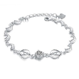 Durable In Use Female Dolphin Shape Platinum Plating Titanium Bracelet With Diamond