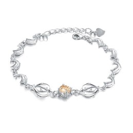 Durable In Use Female Dolphin Shape Platinum Plating Titanium Bracelet With Diamond