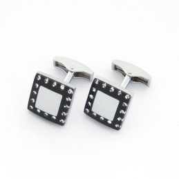 Titanium And Black Ip Plated Cufflinks With Diamonds