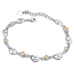 Durable In Use Female Platinum Plating Titanium Bracelet With Diamond