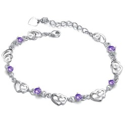 Durable In Use Female Platinum Plating Titanium Bracelet With Diamond