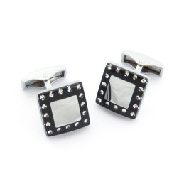 Titanium And Black Ip Plated Cufflinks With Diamonds