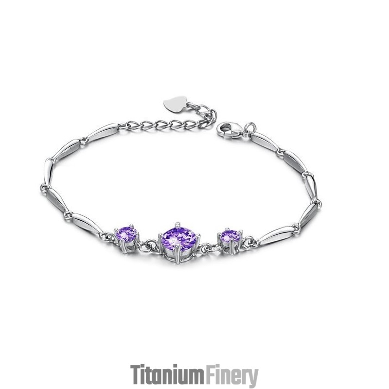 Stable Quality Female Purple Platinum Plating Titanium Bracelet With Diamond Stable Quality Female Purple Platinum Plating Titanium Bracelet With Diamond