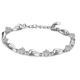 Quality And Quantity Assured Female Platinum Plating Titanium Bracelet With Diamond