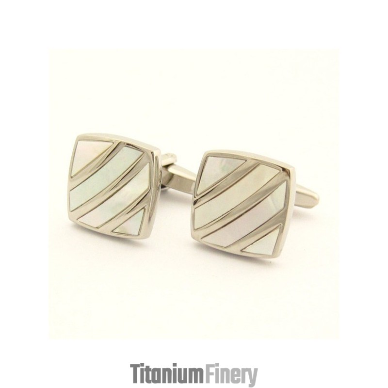Titanium Ivory Diagonal Stripe Elegance Shell Cufflinks Titanium Ivory Diagonal Stripe Elegance Shell Cufflinks